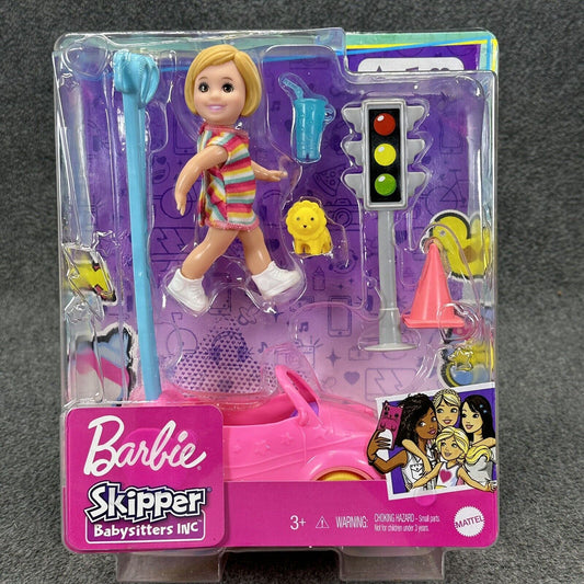 Barbie Skipper Babysitters Inc Toddler Doll & Toy Car Traffic Accessories - New