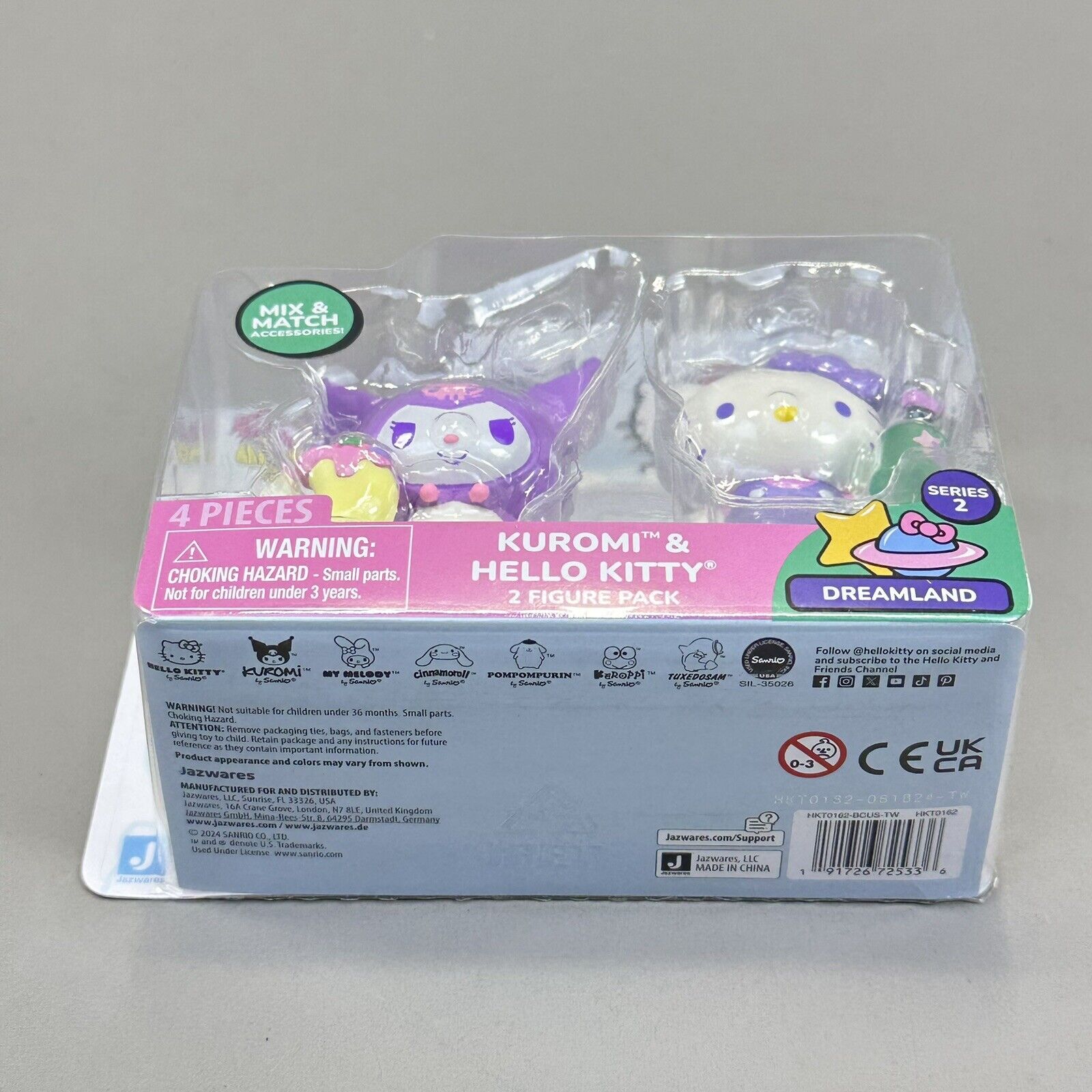 Hello Kitty And Friends Dreamland Kuromi & Hello Kitty 2" Figures 2-Pack - New