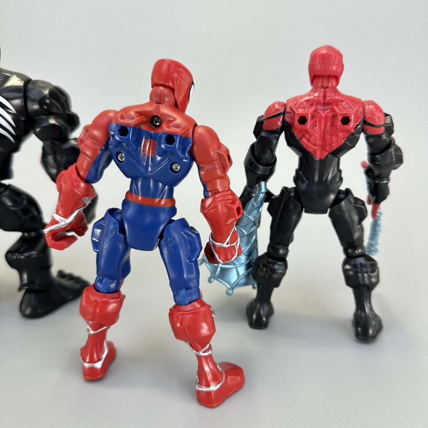 Lot of 4 Marvel Super Hero Mashers Figures Spiderman Variants with Extra Parts