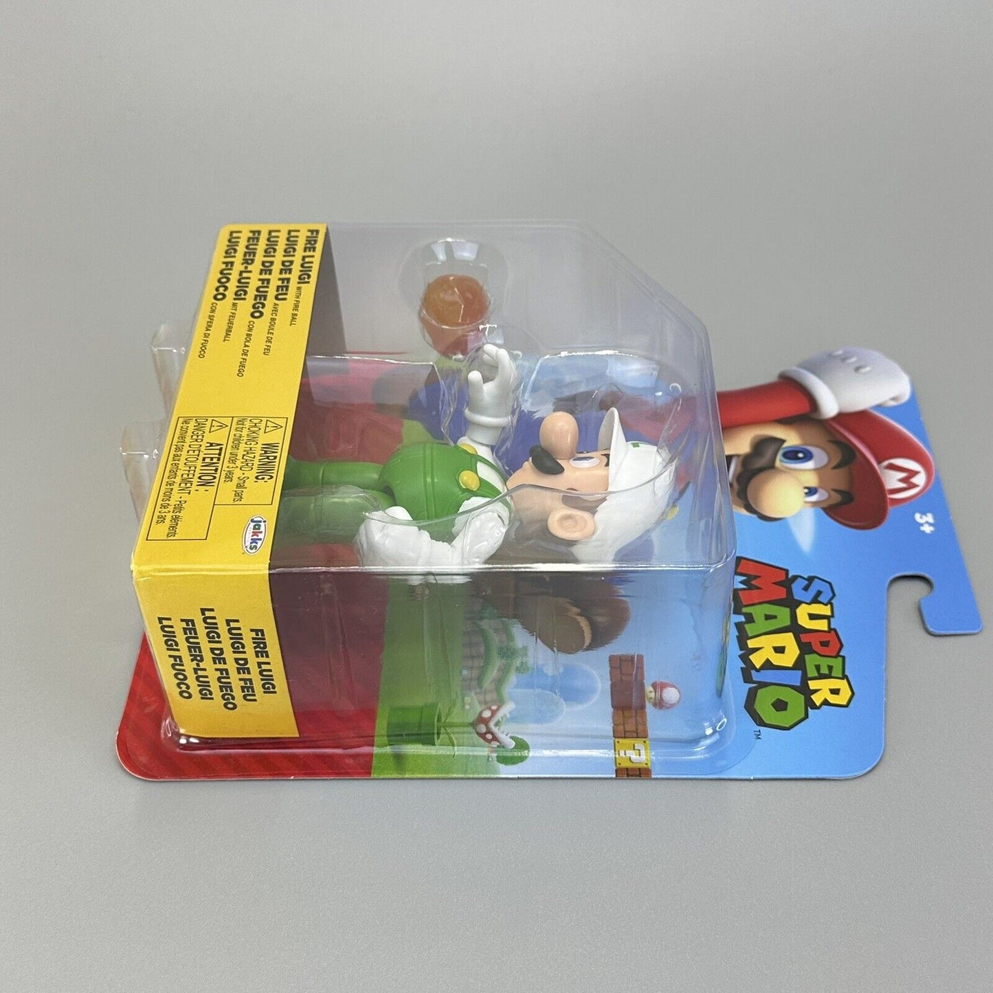 Super Mario Fire Luigi 4" Action Figure w/ Fireball Accessory JAKKS Pacific New