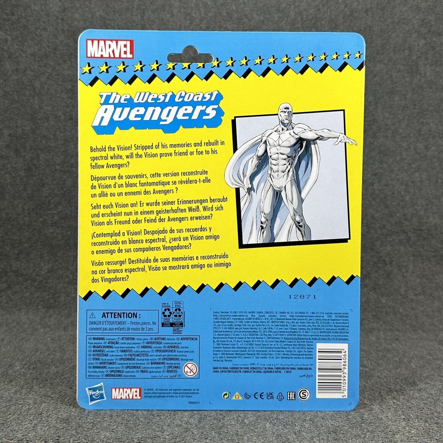 Marvel Legends Retro Card West Coast Avengers Vision 6" Figure - Brand New