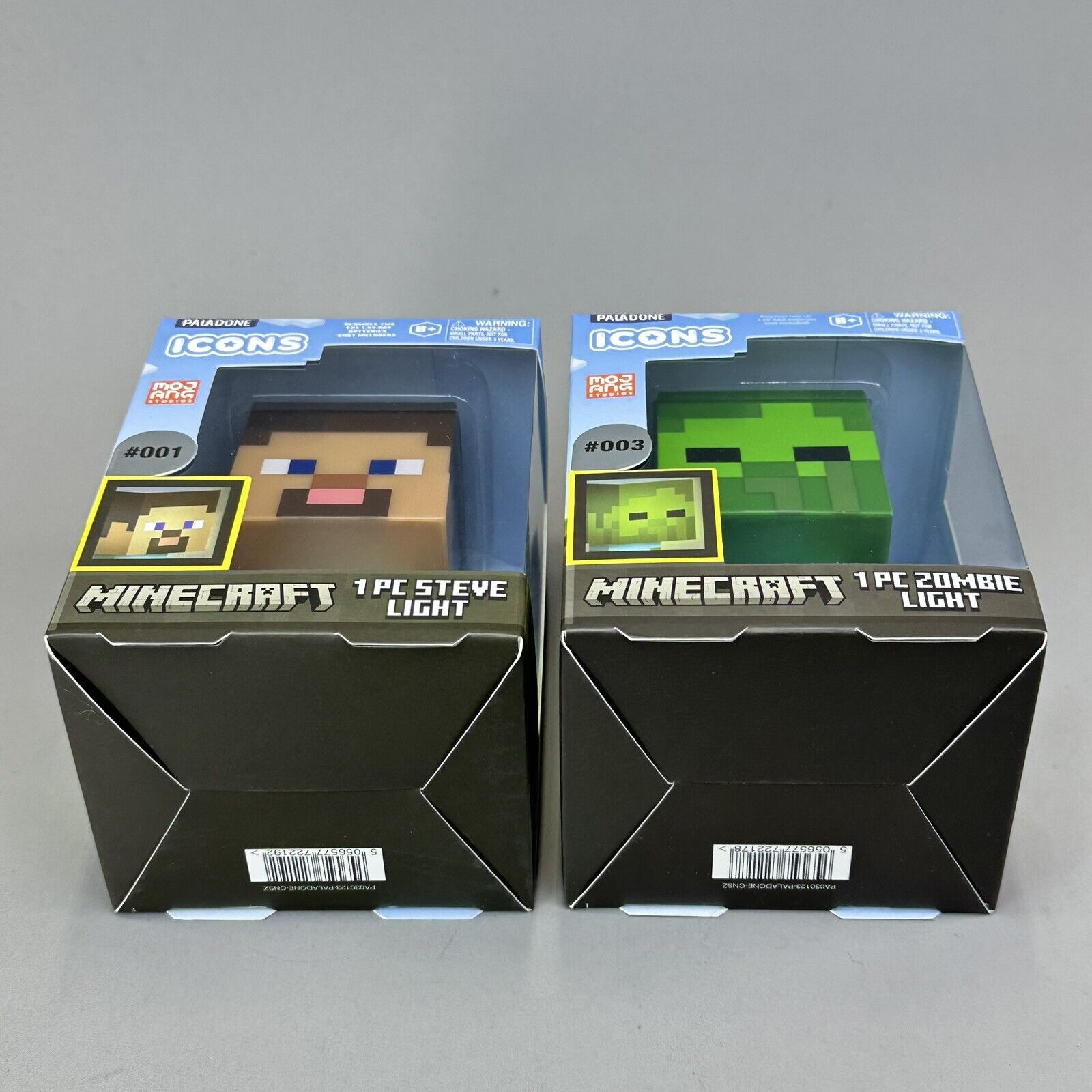 Minecraft Steve & Zombie Night Light Lamps 3D Character 4.5" Icons Paladone New